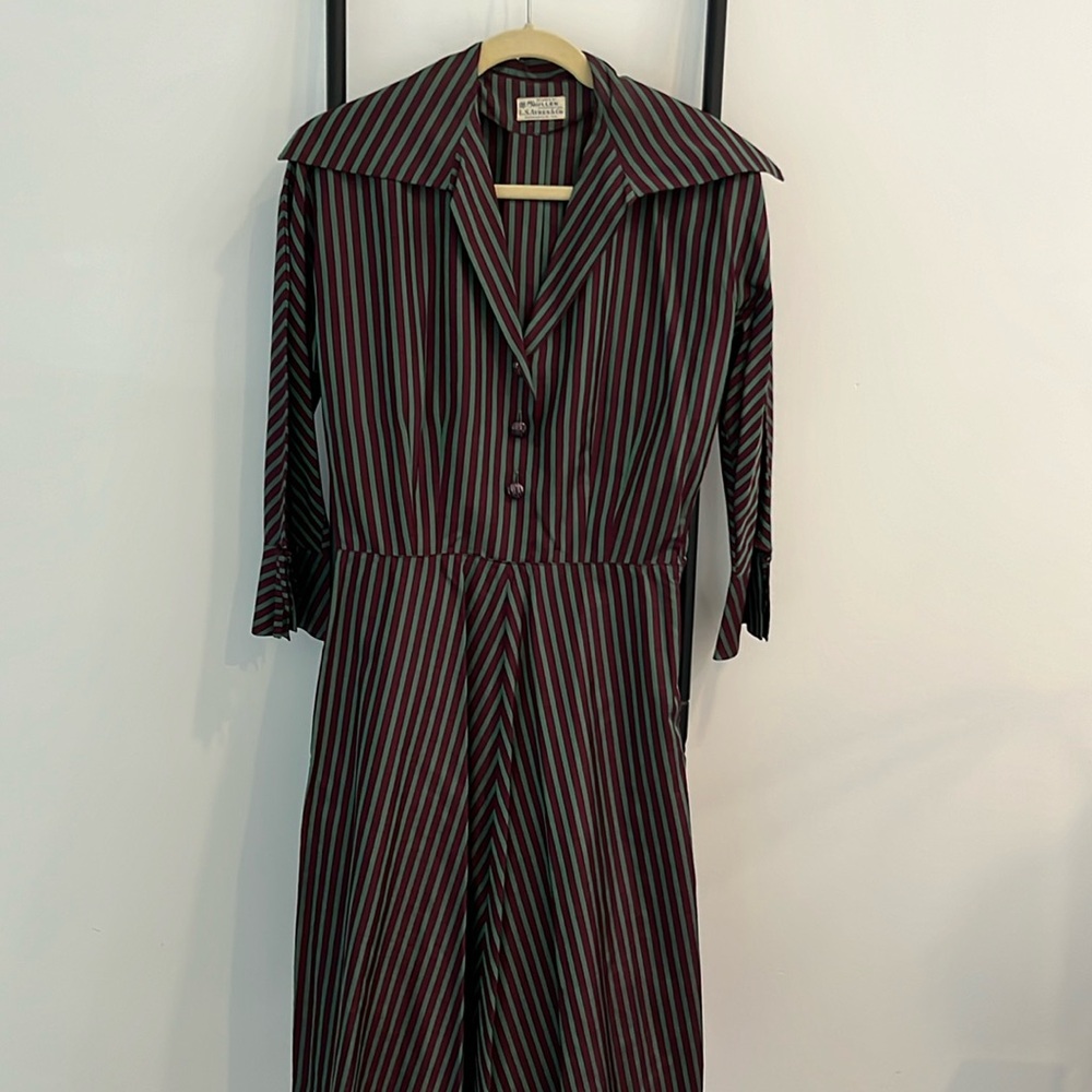 Vintage Mc Mullen Exclusively for L.S.Ayres Co Stripes 3/4 Sleeve A-line Dress